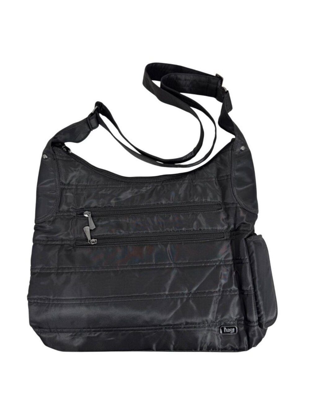 Lug Cable Car Black Nylon Crossbody Bag Multi Zip Compartments Travel School EUC